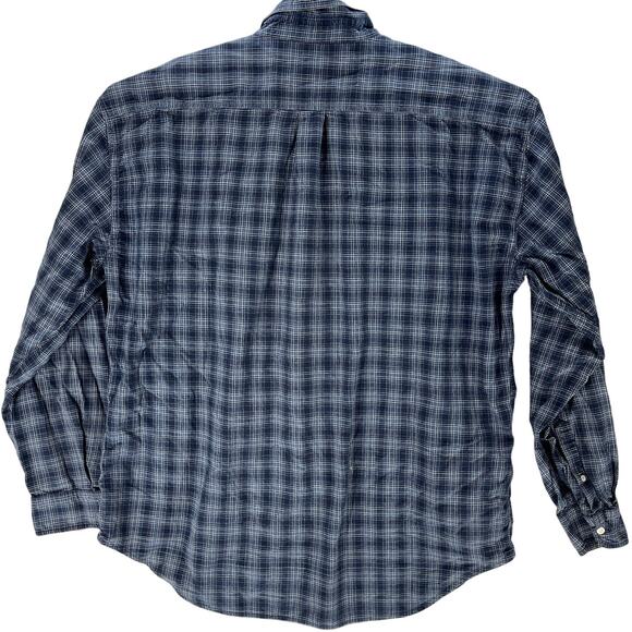 Vintage Old Navy Shirt XXL Blue Plaid Button Up Long Sleeves 100% Cotton FLAW - Picture 2 of 6